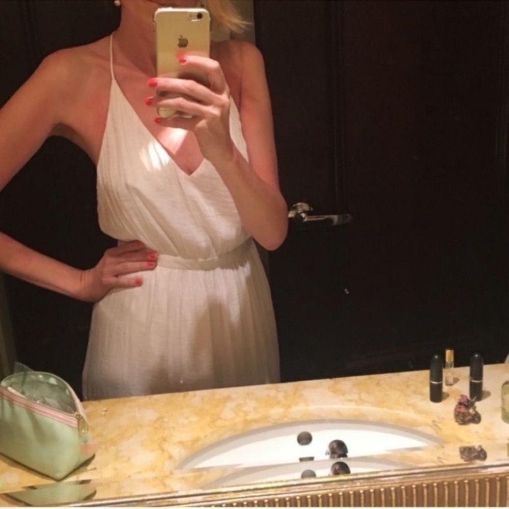 Kimchi Blue White Silky T Strap Midi Dress